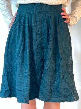 ModCloth Teal Button-Front Circle Skirt
